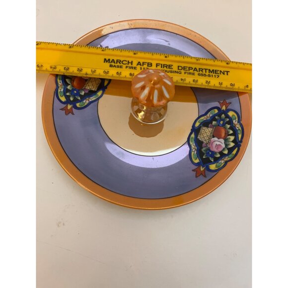 Noritake. Peach Lusterware Tid Bit Tray Center Handle Hand Painted 6” - Picture 6 of 6